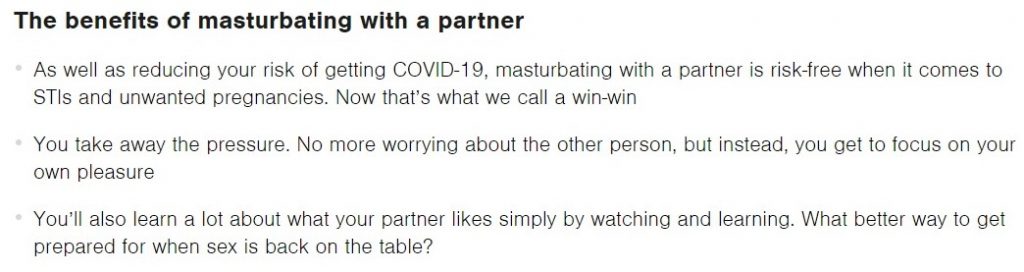 Benefits of mutual masturbation as per the NSW Government