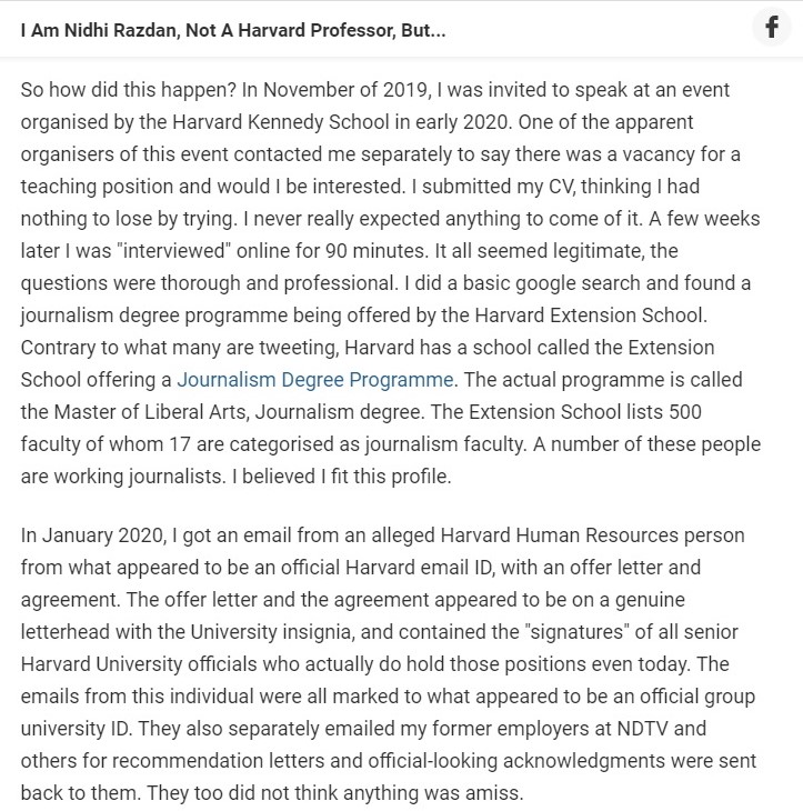 Nidhi Razdan has now penned a blog detailing how she fell victim to a phishing attack.