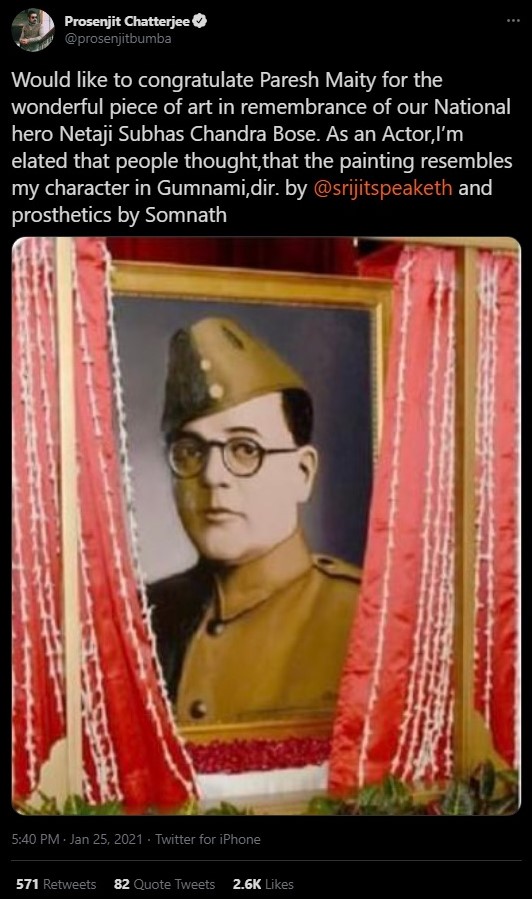 Actor Prosenjit Chatterjee speaks out on the Netaji Subhash Chandra Bose portrait controversy.