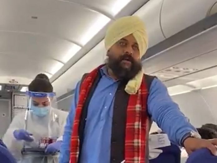 Farmer Protestor defies aviation norms and covid protocols