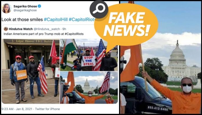 Was there a man holding a saffron flag during the violence that erupted at Capitol Hill? A fact-check