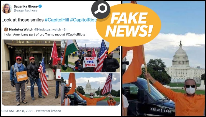Was a Hindu man holding a saffron flag present during the violence that erupted at Capitol Hill? A fact-check