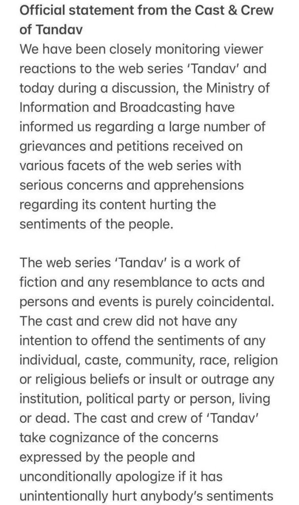 Director of Tandav, Ali Abbas Zafar, apologizes for hurt religious sentiments