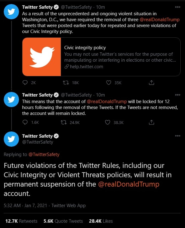 Twitter locks account of Donald Trump
