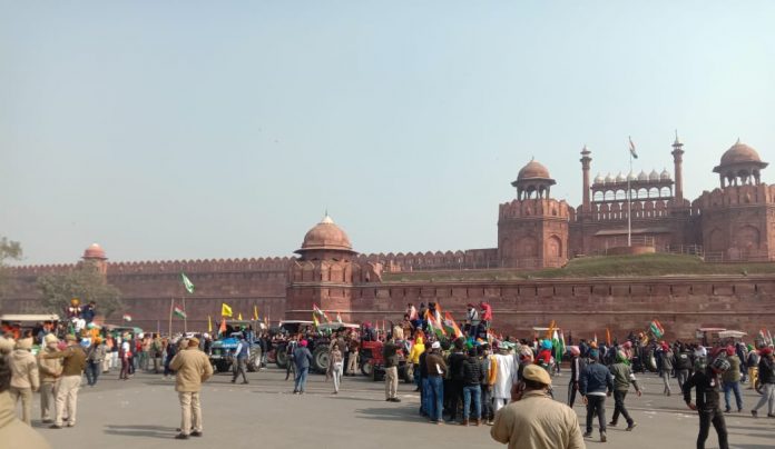 Protesters breached barricades and broke designated routes to reach the Red Fort