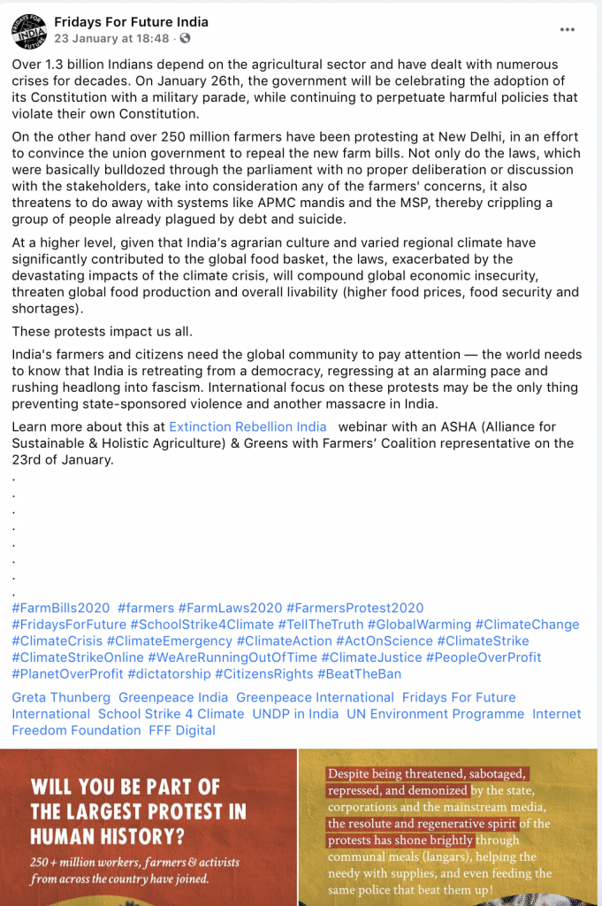 Greta Thunberg files: Greta, FFF India and its support to 'farmers protest', 'Extinction Rebellion' and their violent past