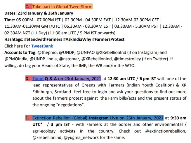 Document shared by Greta Thunberg speaks of 'Global Farmers Strike First Wave'