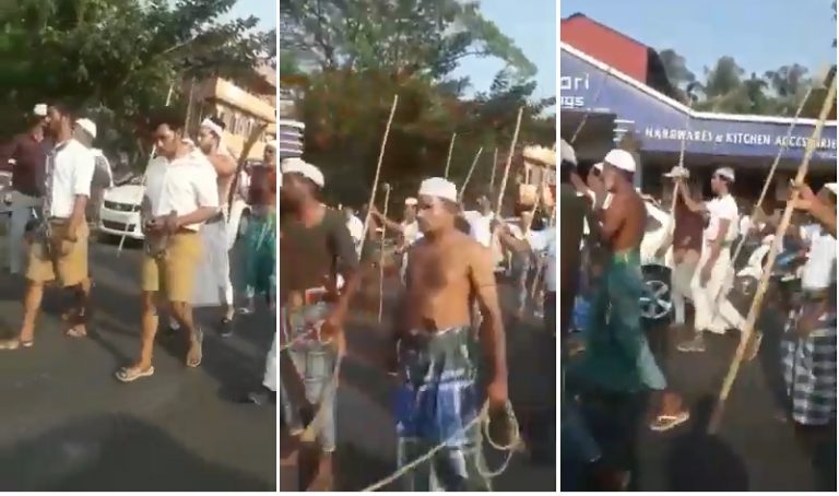 Amidst chants of Allahu Akbar, PFI rally in Kerala parades chained people dressed in RSS uniform, depict the Moplah massacre of Hindus