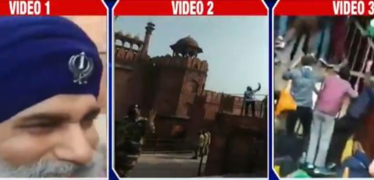 Delhi police release videos showing rioter inciting mob to desecrate Indian Flag at Red Fort, threatening to snatch guns from cops and shoot them