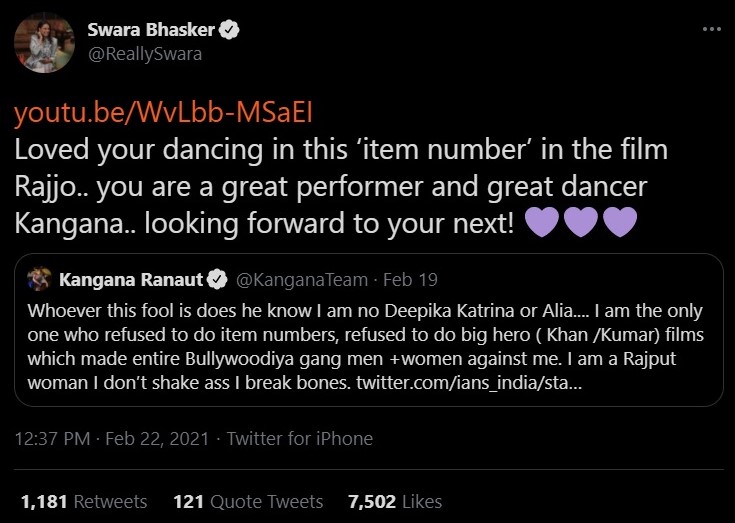 Swara Bhasker vs Kangana Ranaut