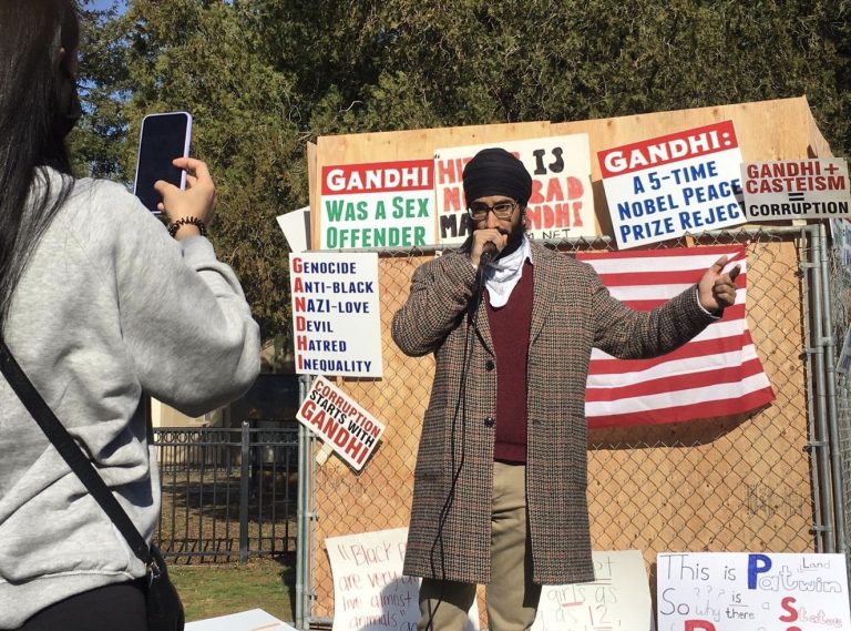 ‘Pedophile’, ‘Devil’: Khalistanis in California oppose reinstallation of vandalised Gandhi statue, hurl obscene abuses at protesting Indian Americans