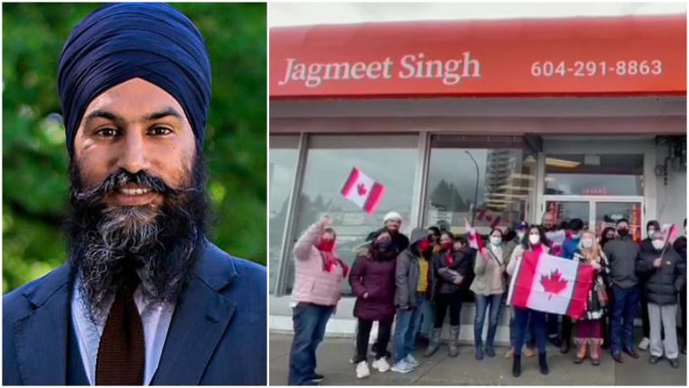 NRIs in Canada protest outside Khalistani sympathiser and Canadaian MP Jagmeet Singh’s office amidst attacks from Khalistanis