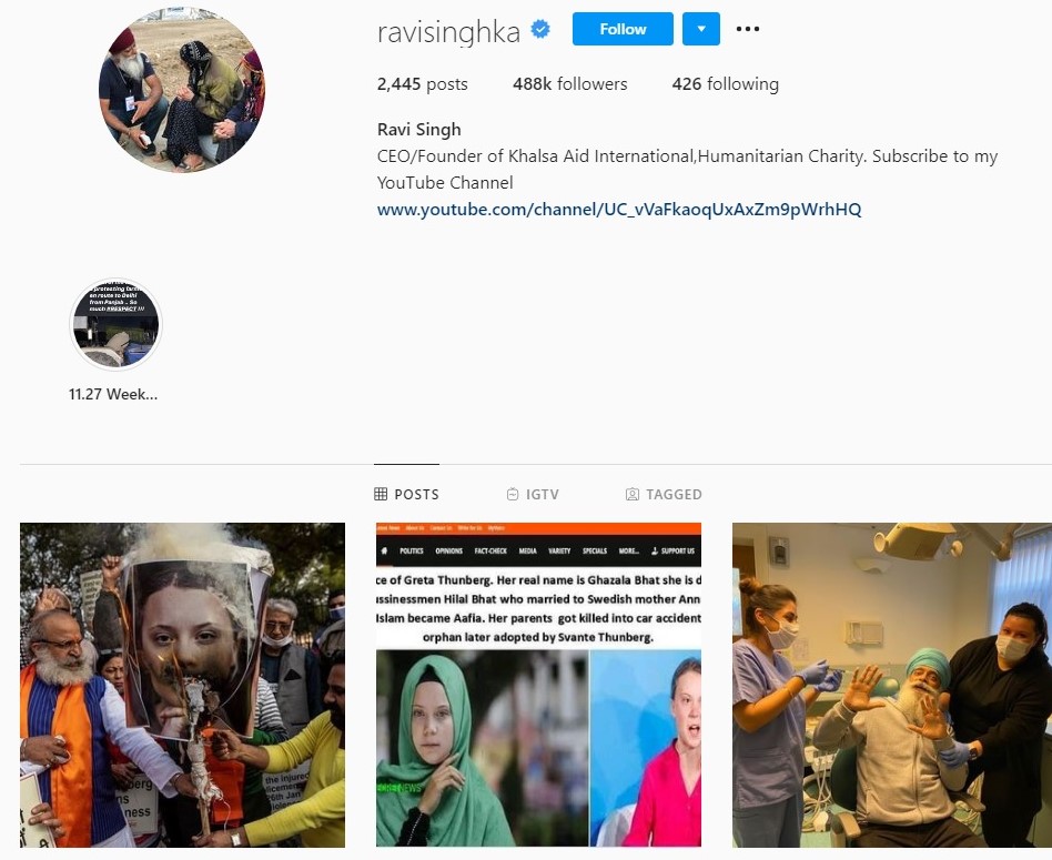 Ravi Singh Instagram bio
