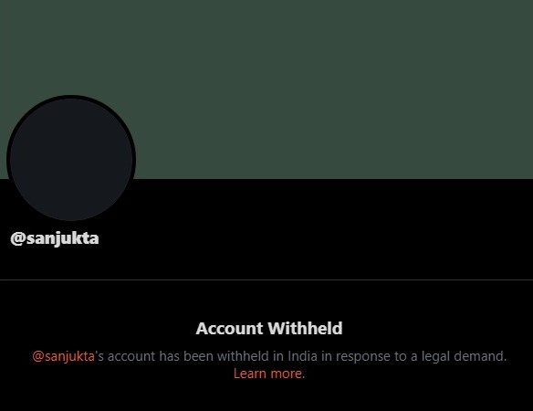 Sanjukta's Twitter account withheld