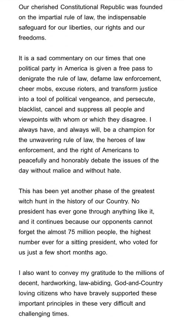 Donald Trump on impeachment acquittal