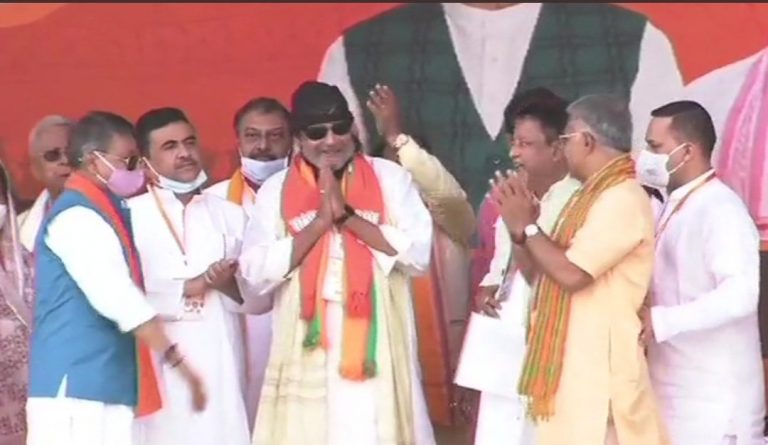Mithun Chakraborty joins BJP at Brigade Parade Ground in Kolkata ahead of PM Modi addresses a massive rally