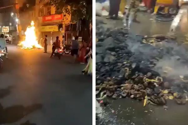 Delhi Police dousing Holika Dahan with water, video goes viral