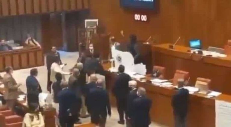 Massive furore in Pakistan Senate after the discovery of hidden Chinese spy cameras inside the hall