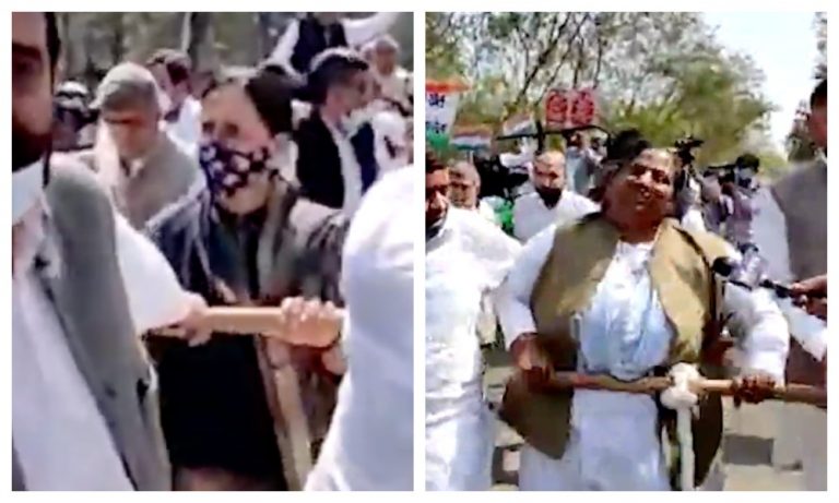 On Women’s Day when PM Modi was speaking about women entrepreneurship, Congress’ Bhupinder Hooda made women pull tractors