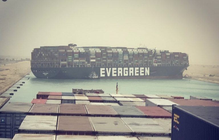 Egypt: Suez Canal blocked after a large container ship from China ran aground