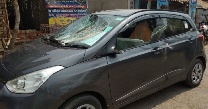 The car of Somendu Adhikari was vandalised, allegedly by TMC goons