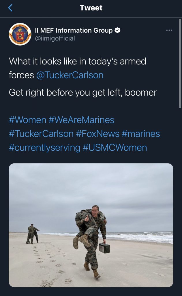 US Marine Corps trolls Tucker Carlson