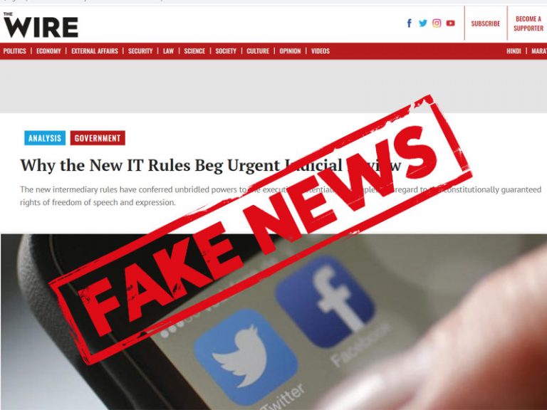 The Wire publishes fake news regarding new guidelines for digital media sites, gets fact-checked