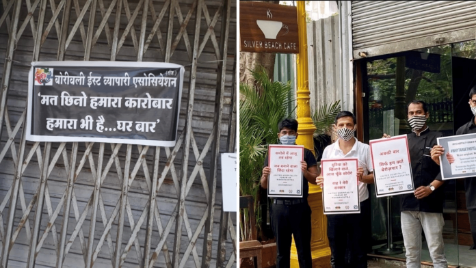 Shop and restaurant owners in Mumbai protest against lockdown orders