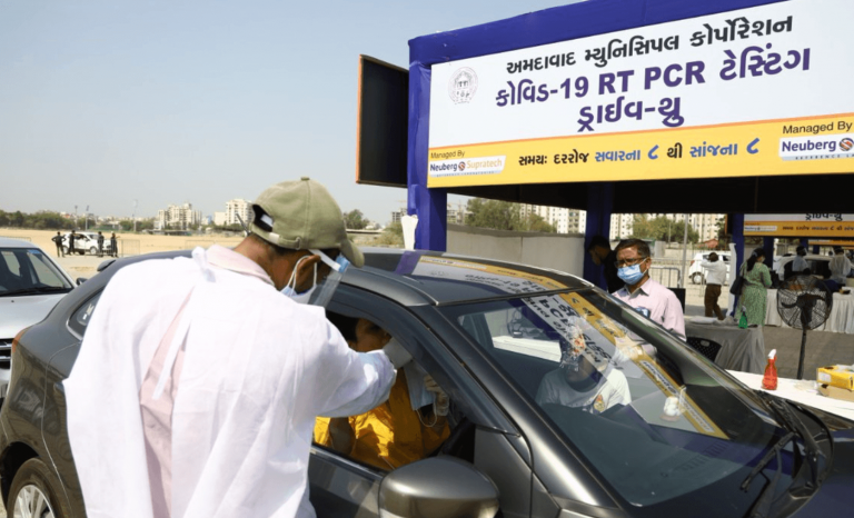 Amdavad Municipal Corporation introduces ‘drive through’ RTPCR testing as COVID-19 cases surge in the state