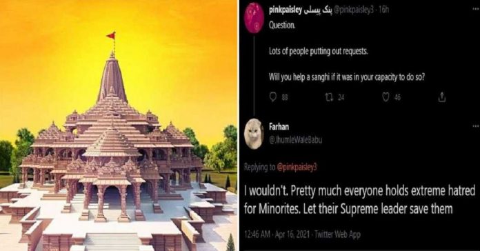 While 'liberals' discuss usurpring Ram Mandir funds, they debate whether they should help 'Sanghis' amidst rising COVID-19 cases