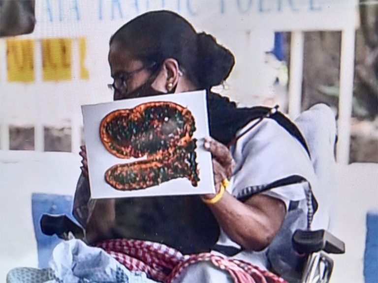 It’s a lung… it’s a burnt toast… it’s a duck pic… No! It’s a painting by Mamata Banerjee