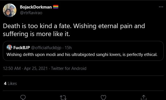 Liberals wish death upon Sanghis amidst Covid-19 crisis