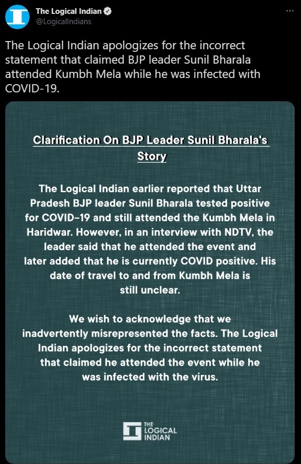 The Logical Indian apologises