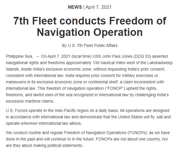 US Navy Statement