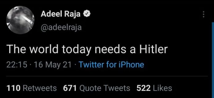 Pakistan based CNN contributor Adeel Raja says the world needs a Hitler