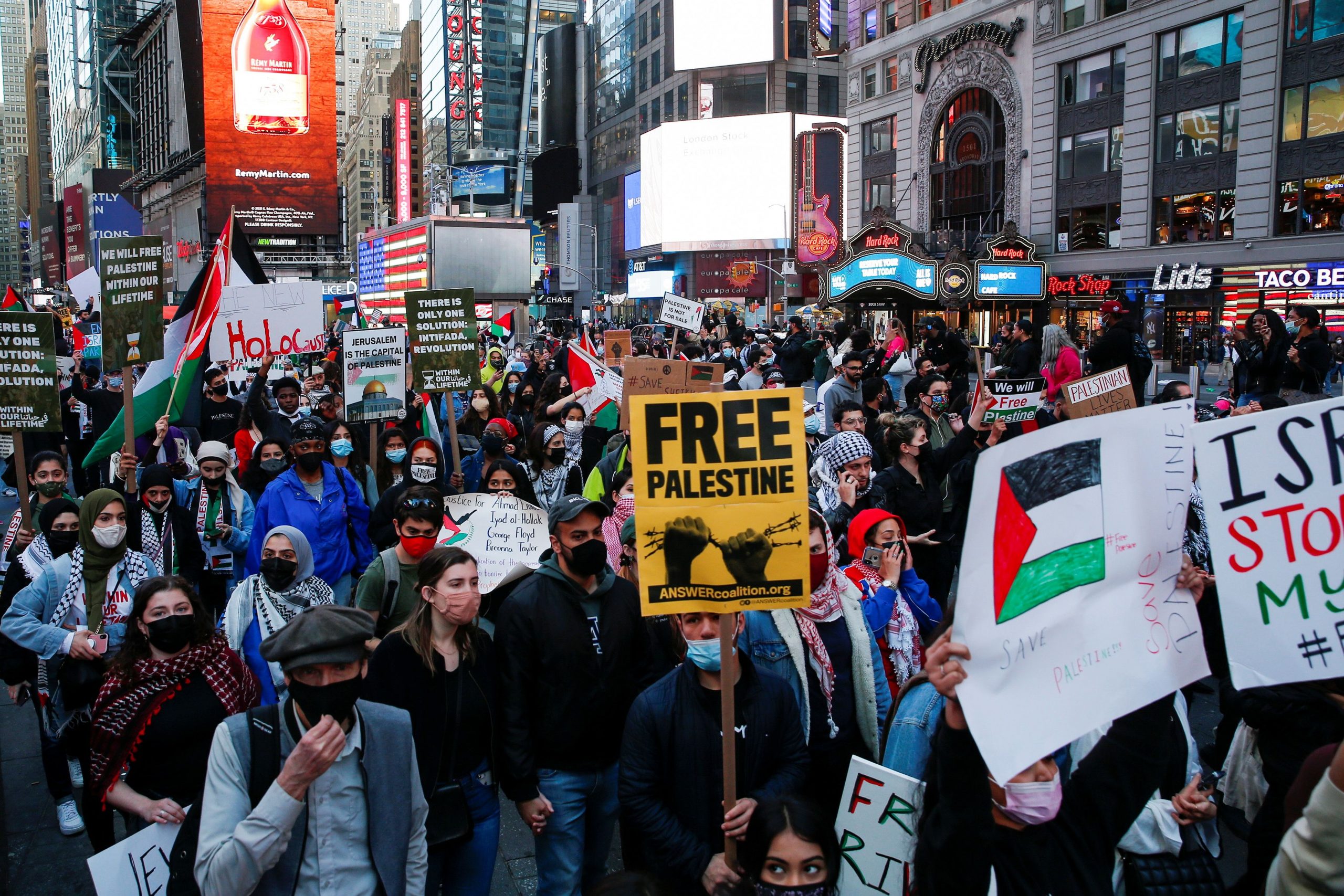ProPalestine protestors gather outside the Israeli consulates in NYC