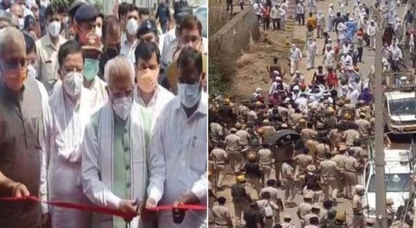 Farmers pelt stones, turn violent towards police to disrupt Haryana CM Manohar Lal Khattar’s event, DSP severely injured