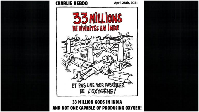 Charlie Hebdo cartoon mocking Hindu deities for Covid-19 crisis turns out to be fake? Here’s what we know