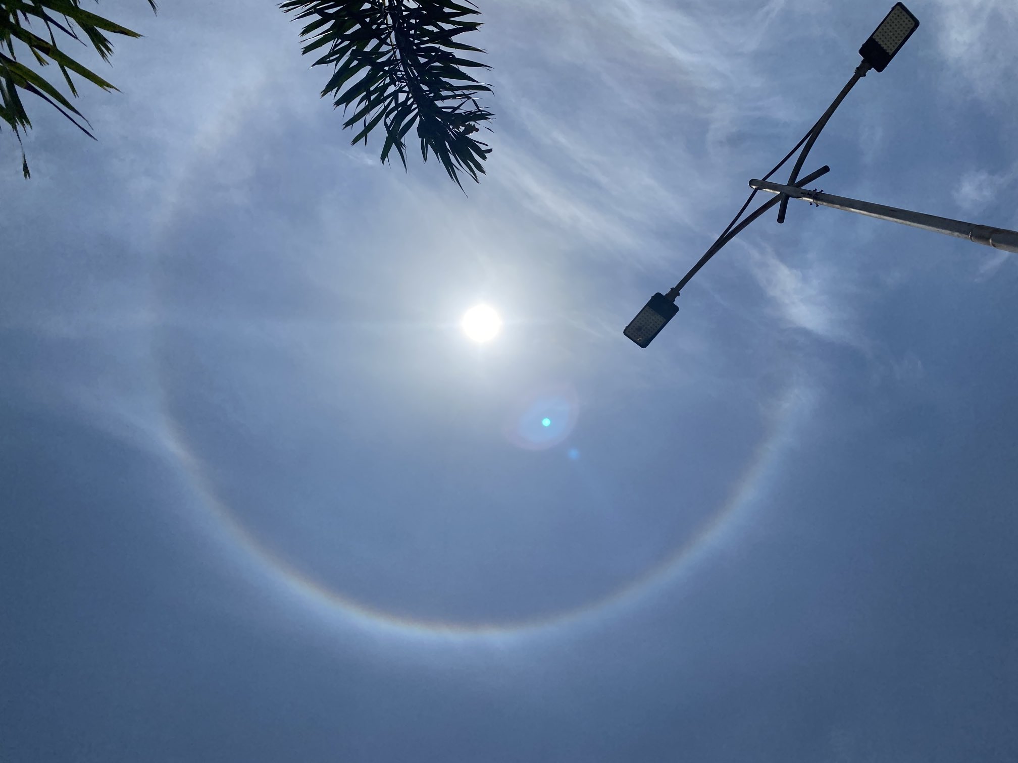 Sun Halo Rainbow ring spotted around the sun in the Bengaluru sky