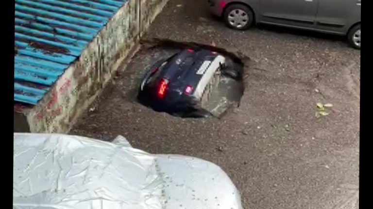 Mumbai: Video of a car sinking in a hole within seconds goes viral after incessant rains. Watch