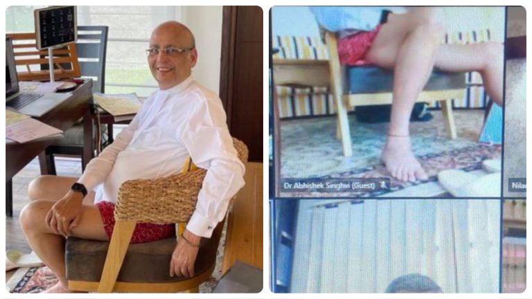 Virtual hearing embarrassment: Congress leader Abhishek Manu Singhvi caught attending the court proceedings without pants