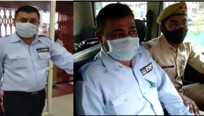 Watch: UP Security guard shoots man for not wearing a mask inside bank premises