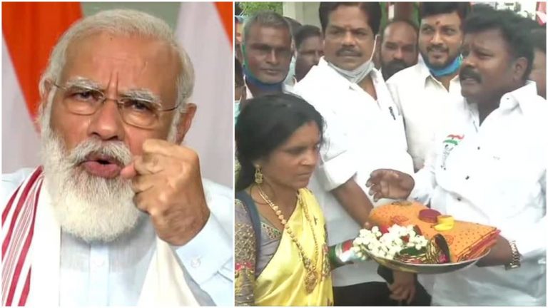 Sexist Tamil Nadu Congress offers saree and bangles to PM Modi, alluding he is not ‘man enough’ to run the country
