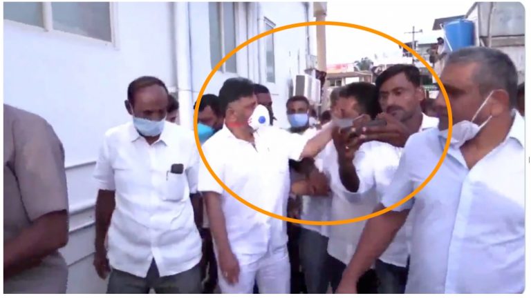 Watch: Karnataka Congress leader DK Shivakumar slaps a party worker in public for trying to touch him