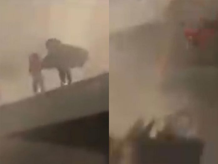 Toddler thrown from building