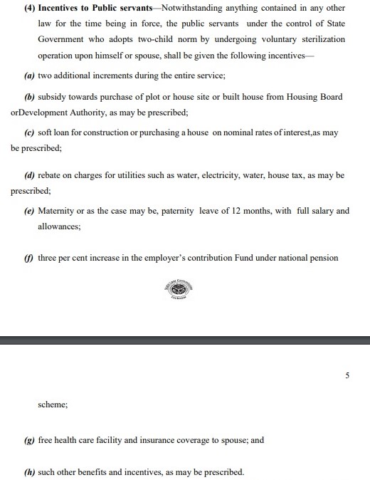 Uttar Pradesh Population (Control, Stabilization and Welfare) Bill, 2021