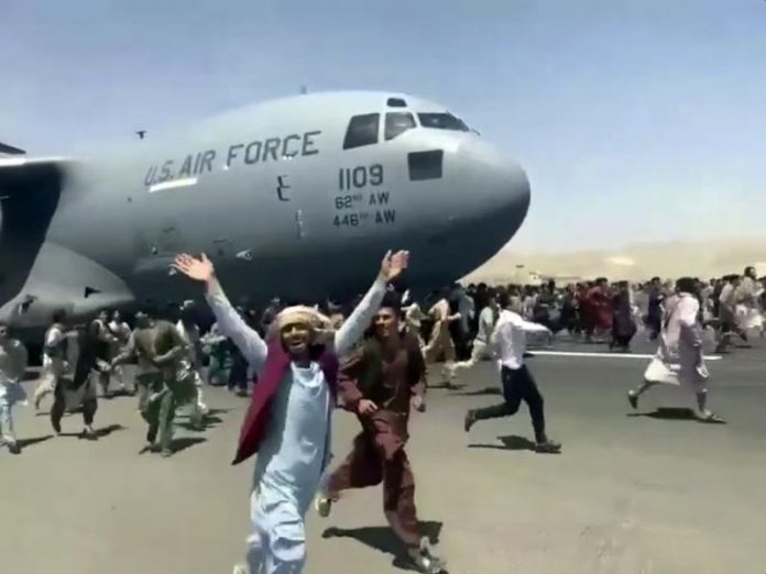 A view of chaotic Kabul airport after Taliban tookover Kabul