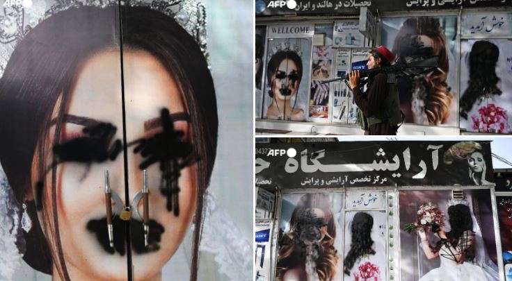 Taliban defaces women pictures outside Kabul salon, sales of burqas skyrocket after Islamist group takes over Afghanistan