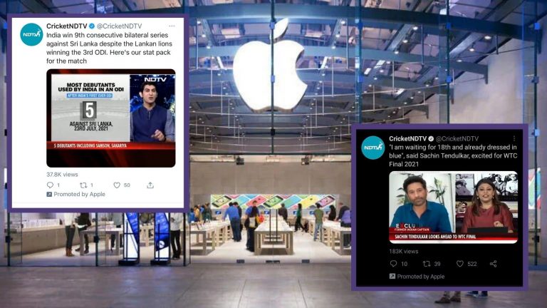 Tech giant Apple Inc promoting NDTV account on Twitter leaves netizens baffled
