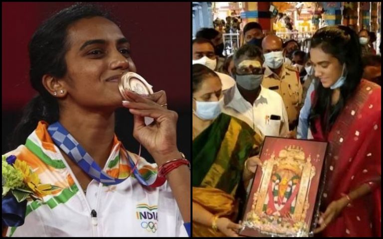 ‘Won Bronze with Durga Maa’s blessing’: PV Sindhu visits Kanaka Durga Temple again, prays for Gold in 2024 Olympics